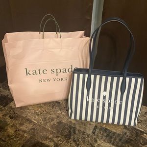 Kate Spade Street Tote Striped Blazer Blue